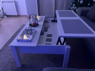 Mesa de centro elevable blanca y gris