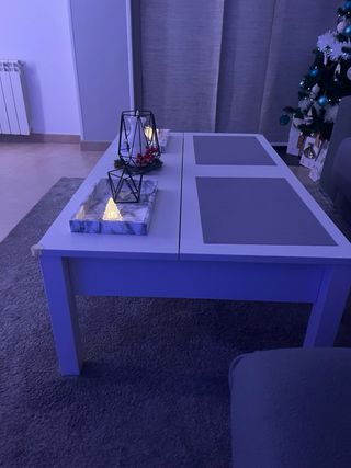 Mesa de centro elevable blanca y gris