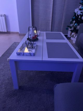 Mesa de centro elevable blanca y gris