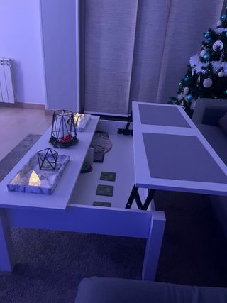 Mesa de centro elevable blanca y gris