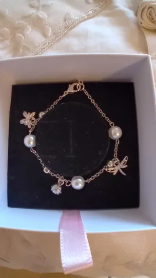 Bracciale Argento con Charms Perle e Libellula