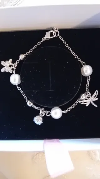 Bracciale Argento con Charms Perle e Libellula
