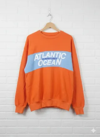 Felpa Alcott Oversize Arancione Stampa Atlantic