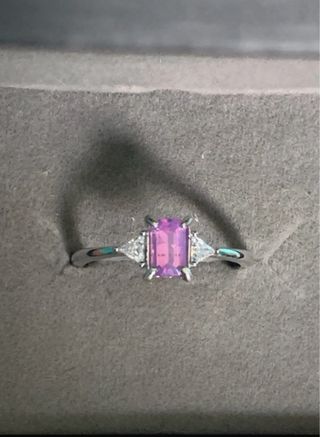 Anillo Plata Zafiro Rosa Certificado GRC