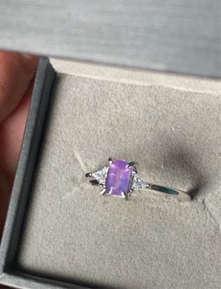 Anillo Plata Zafiro Rosa Certificado GRC