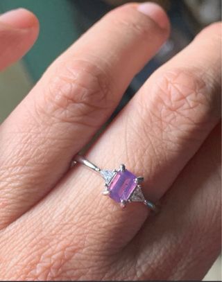 Anillo Plata Zafiro Rosa Certificado GRC