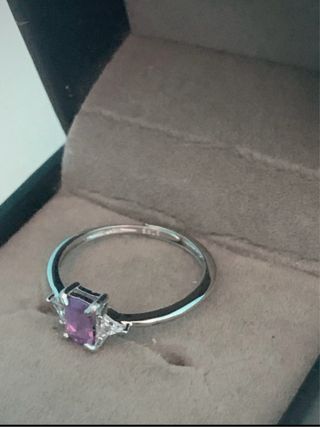 Anillo Plata Zafiro Rosa Certificado GRC