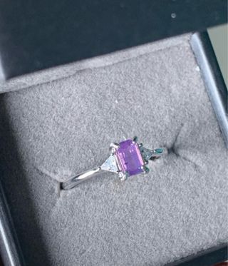 Anillo Plata Zafiro Rosa Certificado GRC