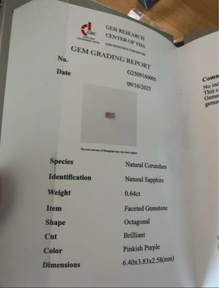 Anillo Plata Zafiro Rosa Certificado GRC