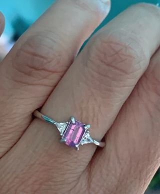 Anillo Plata Zafiro Rosa Certificado GRC