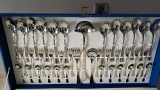 Cubiertos Acero Inoxidable con Filo de Oro