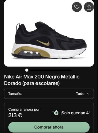 Zapatillas Nike Air Max 200 Negro Dorado