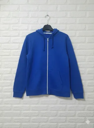 Felpa Primark Blu Elettrico Zip Intera Cappuccio S