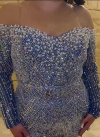 Vestido fiesta pedrería y perlas