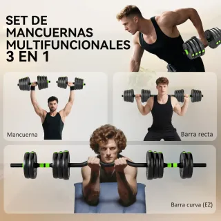 Mancuernas Ajustables 30kg 3 en 1