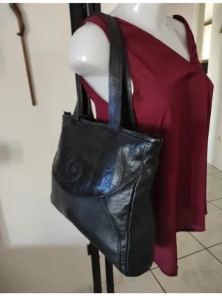 Borsa Ape Regina Vera Pelle Nera