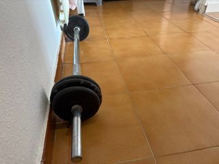 Barra de pesas con 6 discos