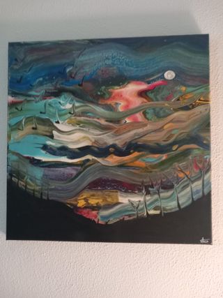 Cuadro paisaje acrílico abstracto