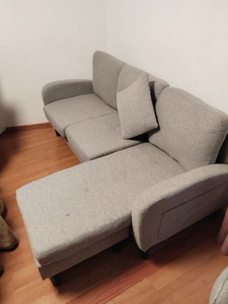 Sofá modular gris de tela
