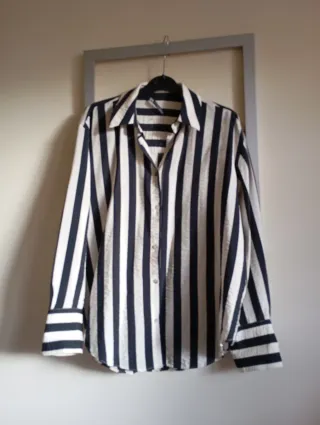 Camisa Zara Rayas Blanco y Negro