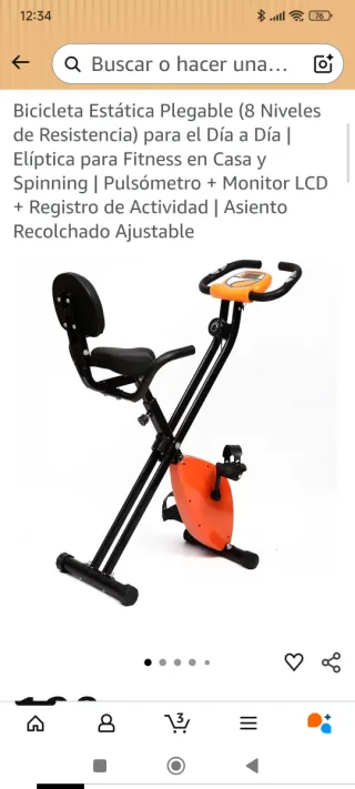 Bicicleta Estática Plegable, fotos Amazon comparar