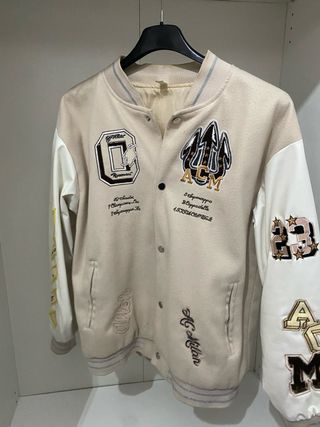 Chaqueta Off White Béisbol Beige/Blanco