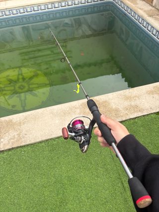 Caña y carrete de pesca spinning