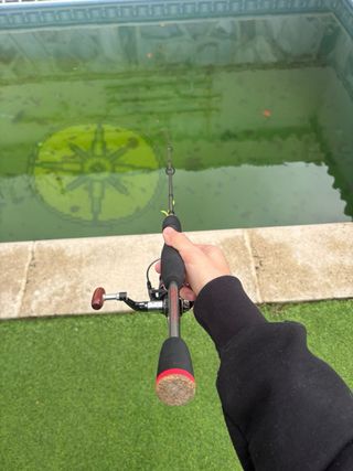 Caña y carrete de pesca spinning