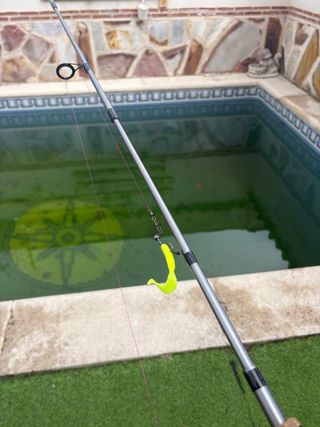 Caña y carrete de pesca spinning