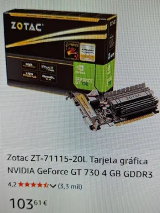 Tarjeta Gráfica Zotac GT 730 Zone Edition 4GB