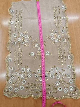 Manteleta tul bordado marfil y oro