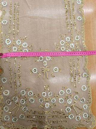 Manteleta tul bordado marfil y oro