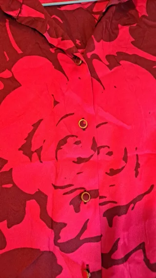 Camisa Zara Estampada Flores Rosa Fucsia