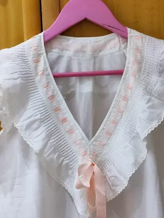Camisón vintage blanco de algodón