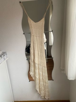 Vestido Bershka Beige Largo Elástico