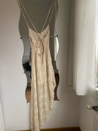 Vestido Bershka Beige Largo Elástico