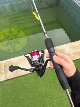 Caña y carrete de pesca spinning