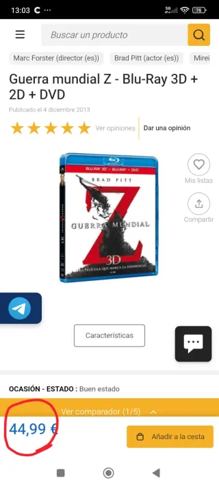 Blu-ray 3D Guerra Mundial Z Nuevo Sin Abrir
