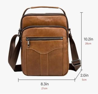 Bolso bandolera cuero marrón 21x26x5cm