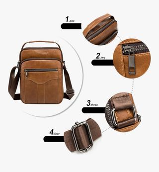 Bolso bandolera cuero marrón 21x26x5cm