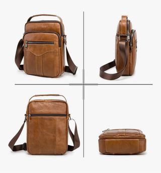 Bolso bandolera cuero marrón 21x26x5cm