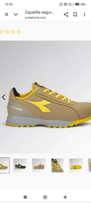 Zapatos seguridad Diadora beige y amarillo