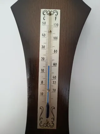 Barómetro y Termómetro Antiguo Madera