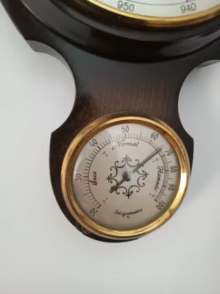 Barómetro y Termómetro Antiguo Madera