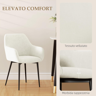 Set 2 Sedie Moderne Nordiche Imbottite con Braccio
