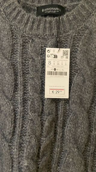 Jersey Stradivarius trenzado gris talla S