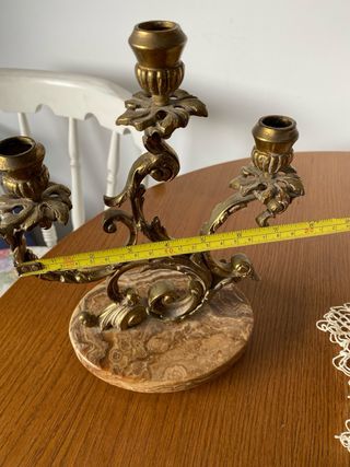 Candelabro Bronce y Mármol Antiguo