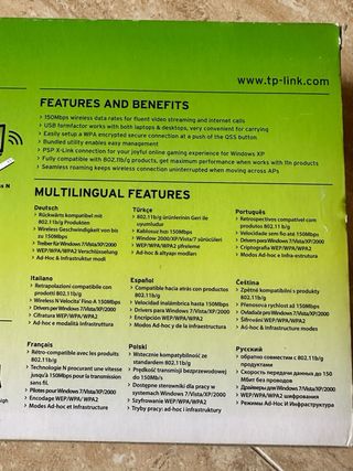 Adaptador USB TP-LINK Wireless N 150Mbps