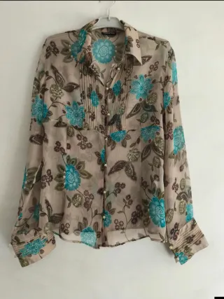 Camisa Massimo Dutti transparente floral