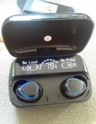 Auriculares Bluetooth Negros y carga movil